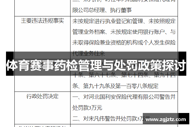 体育赛事药检管理与处罚政策探讨